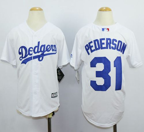 Dodgers #31 Joc Pederson White Cool Base Stitched Youth MLB Jersey - Click Image to Close